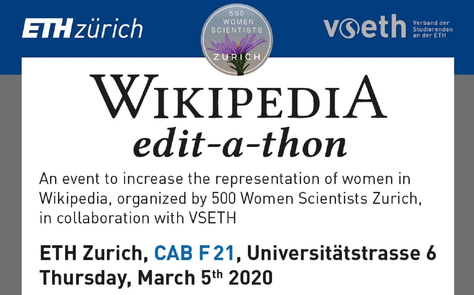 500 Women Scientists – Editathon in Zürich