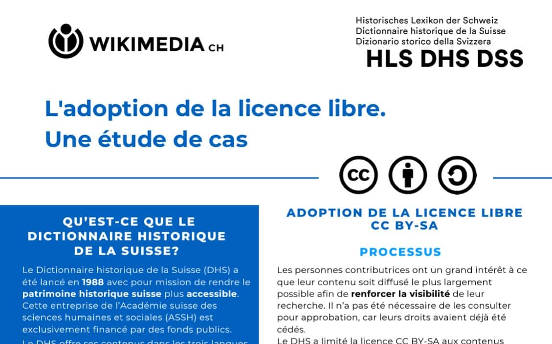 Studio sull’introduzione della licenza CC BY-SA al Dizionario storico della Svizzera